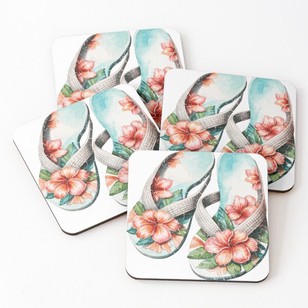 Item preview, Tropical Hibiscus Flip Flops Summer Beach Vacation designed and sold by HeritageLineart.