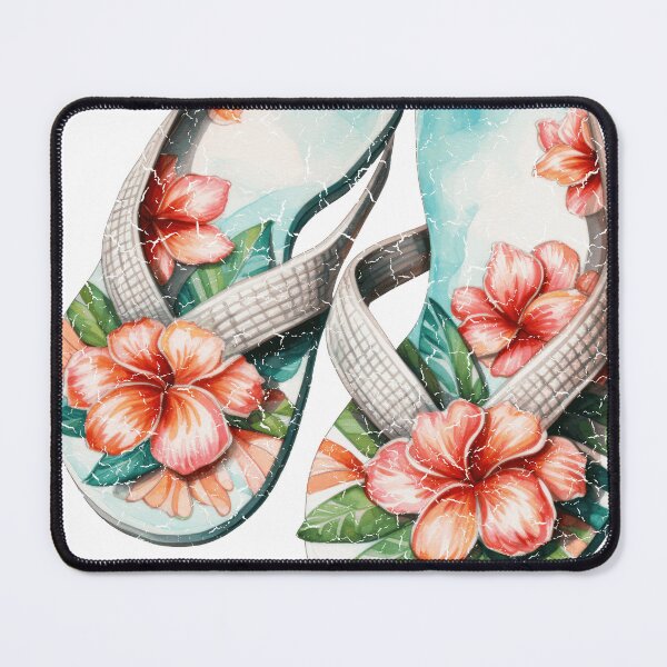 Item preview, Tropical Hibiscus Flip Flops Summer Beach Vacation designed and sold by HeritageLineart.