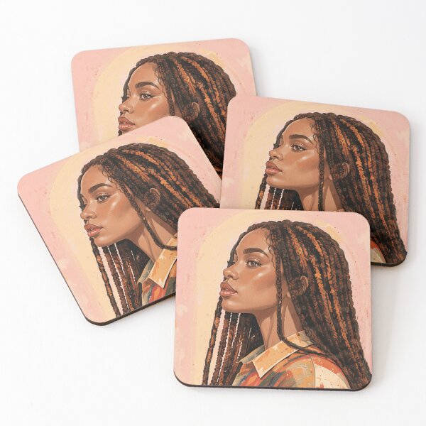 Item preview, Black Woman Side Portrait with Braided Hair and Wildflowers designed and sold by AgnieshkaSiwek.