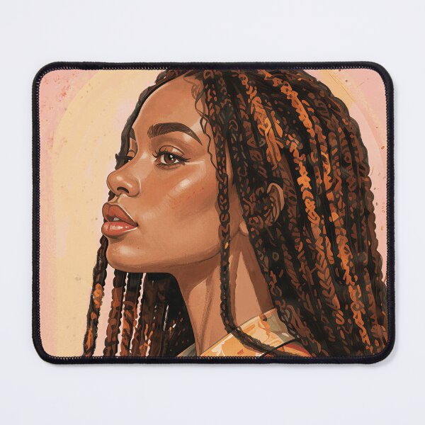 Item preview, Black Woman Side Portrait with Braided Hair and Wildflowers designed and sold by AgnieshkaSiwek.
