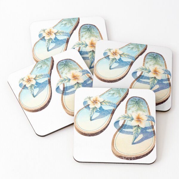 Item preview, Tropical Plumeria Flip Flops Summer Vacation Beach Lover designed and sold by HeritageLineart.