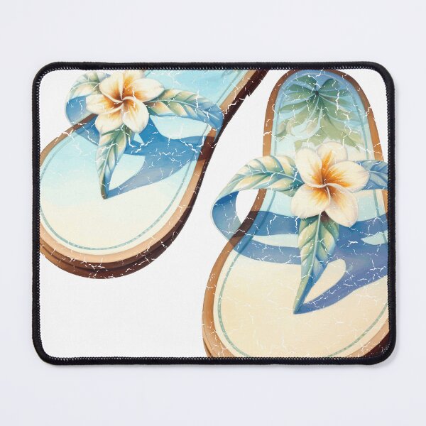 Item preview, Tropical Plumeria Flip Flops Summer Vacation Beach Lover designed and sold by HeritageLineart.
