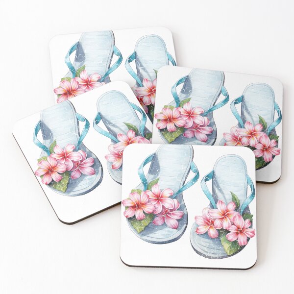 Item preview, Tropical Plumeria Flip Flops Summer Beach Vacation designed and sold by HeritageLineart.