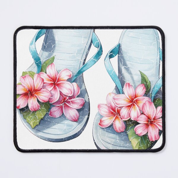 Item preview, Tropical Plumeria Flip Flops Summer Beach Vacation designed and sold by HeritageLineart.