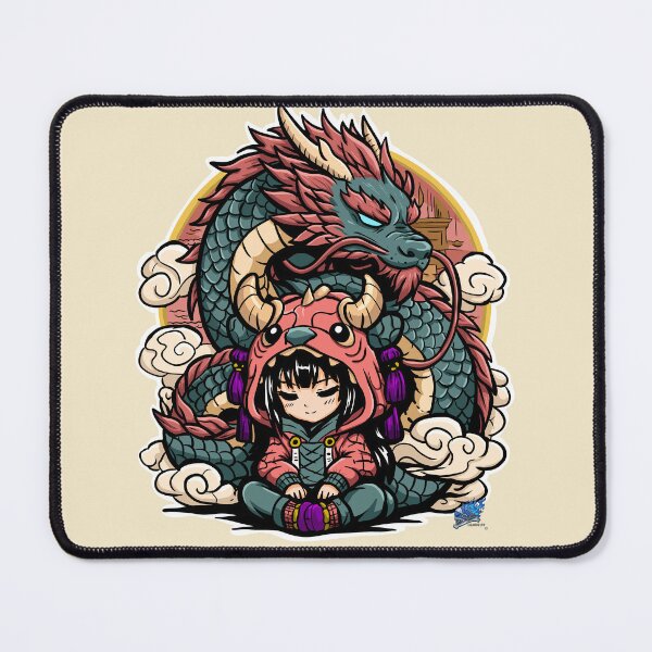 Item preview, Aiko and Tian - Chibi Girl and Japanese Dragon Guardian designed and sold by Lazarusltd.