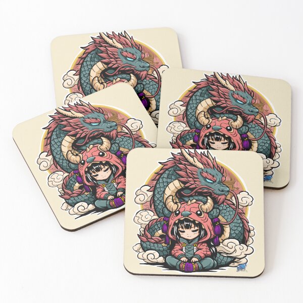 Item preview, Aiko and Tian - Chibi Girl and Japanese Dragon Guardian designed and sold by Lazarusltd.