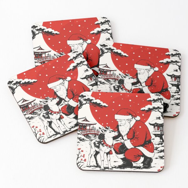 Item preview, Japanese Ukiyo-e Santa and Deer in Winter - Festive Asian Holiday Art designed and sold by arfindo-indra.