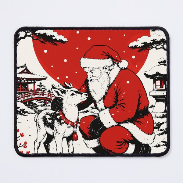 Item preview, Japanese Ukiyo-e Santa and Deer in Winter - Festive Asian Holiday Art designed and sold by arfindo-indra.