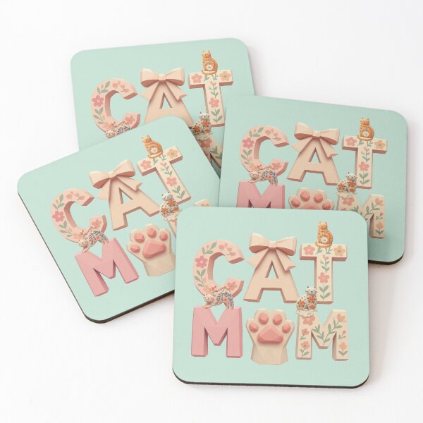 Artikelvorschau, Blumenbuchstaben für Katzenmama mit Kawaii-Kätzchen entworfen und verkauft von ArtMochis.