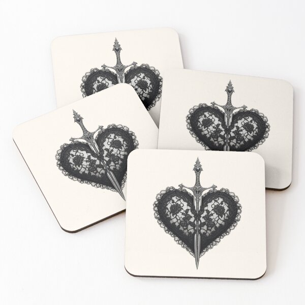 Item preview, Gothic Black Lace Heart with Ornate Sword designed and sold by SweetLilith.
