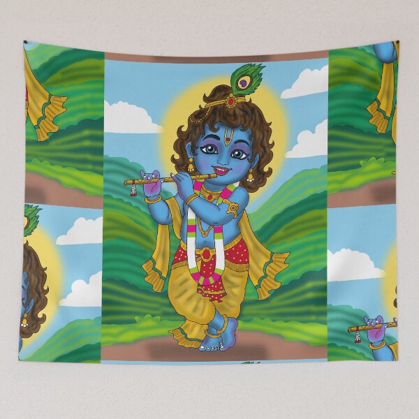 Item preview, Lord Krishna Artwork | Divine Hindu God Digital Painting Illustration designed and sold by Harshit_Digital_Arts.