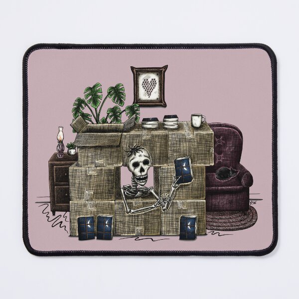 Item preview, Skeletal author with his boxes of books in his living room designed and sold by Myriam Plante - artiste et auteure.