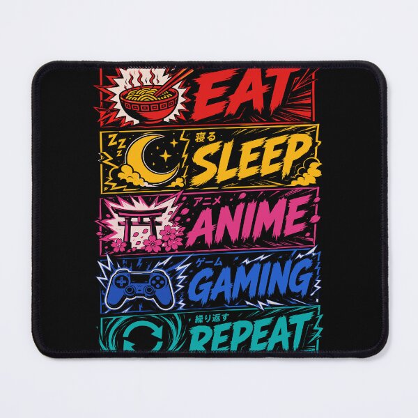Item preview, Eat Sleep Anime Gaming Repeat - Neon Japanese Pop Culture Art designed and sold by arfindo-indra.