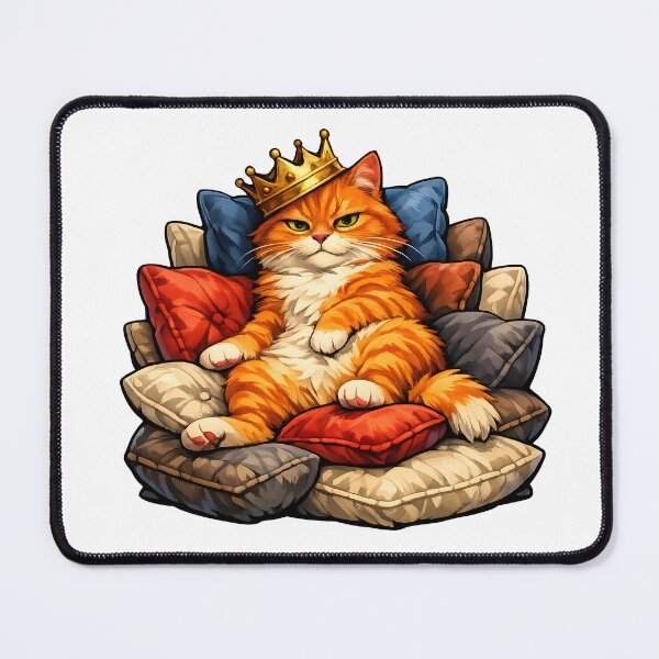 Item preview, Orange Cat King of the Couch – Royal Cushion Throne Illustration designed and sold by builtforyou.