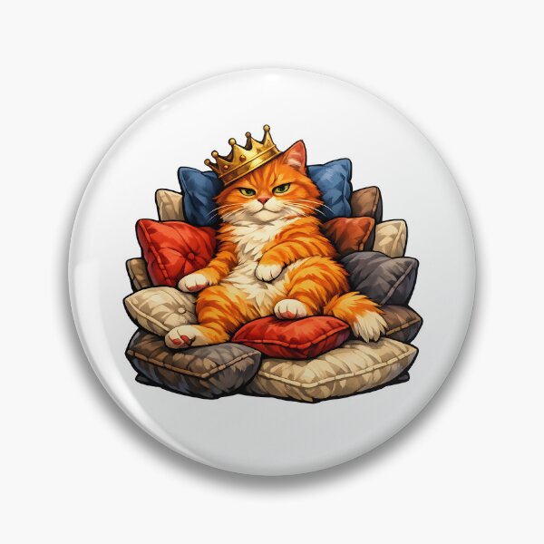 Item preview, Orange Cat King of the Couch – Royal Cushion Throne Illustration designed and sold by builtforyou.