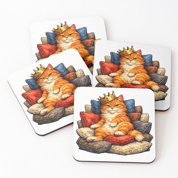 Item preview, Orange Cat King of the Couch – Royal Cushion Throne Illustration designed and sold by builtforyou.