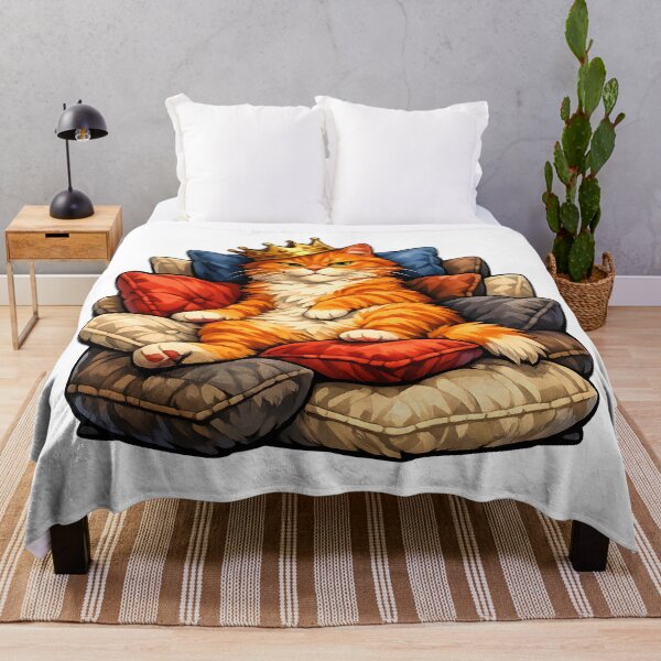 Item preview, Orange Cat King of the Couch – Royal Cushion Throne Illustration designed and sold by builtforyou.