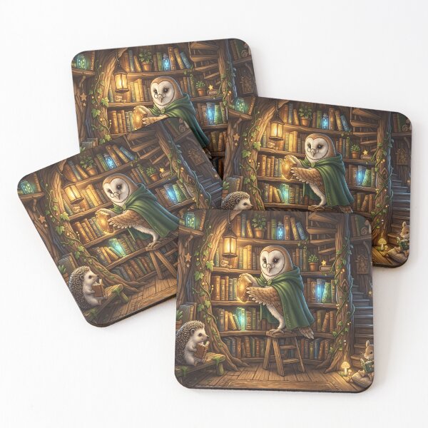Item preview, The Night Librarian – Cozy Fantasy Owl Library Art designed and sold by MAJCO-ART.