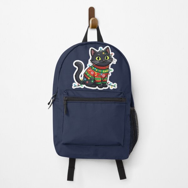 Item preview, Funny Ugly Christmas Sweater Black Cat Holiday Sticker designed and sold by Amituniqart.