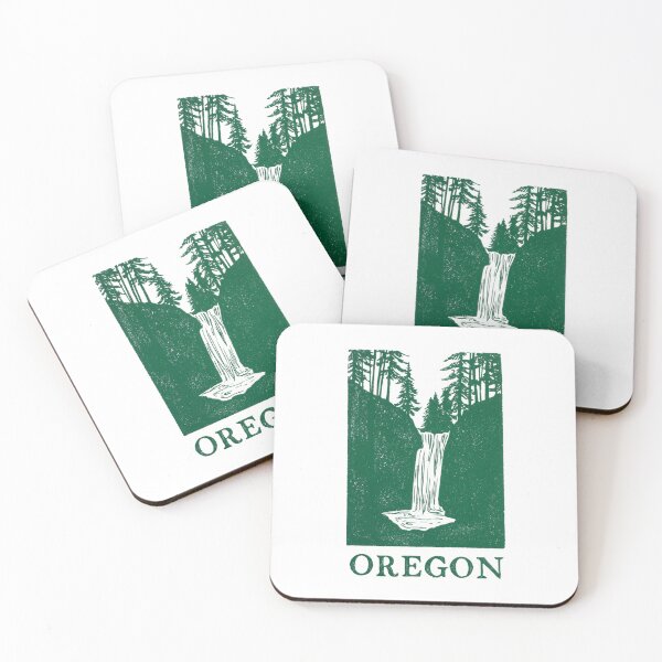 Item preview, Oregon Waterfall Forest Block Print designed and sold by tiigerdad.