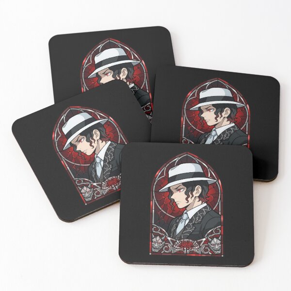 Item preview, Muzan Kibutsuji Demon Slayer White Hat Gothic Stained Glass Portrait designed and sold by mildaclairmo.