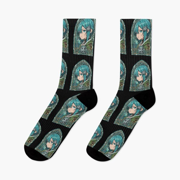 Item preview, Sinon Sword Art Online Teal Stained Glass Portrait designed and sold by mildaclairmo.