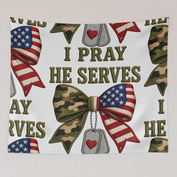 Item preview, He Serves I Pray Military Family Camo Design designed and sold by VectorJoy.