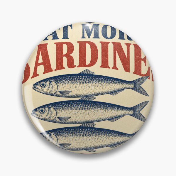 Item preview, Eat More Sardines vintage can label designed and sold by BoosterShop.