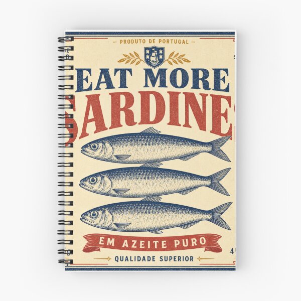 Item preview, Eat More Sardines vintage can label designed and sold by BoosterShop.