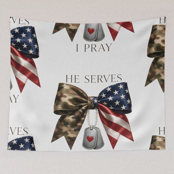 Item preview, He Serves I Pray Military Family Camo Design designed and sold by VectorJoy.