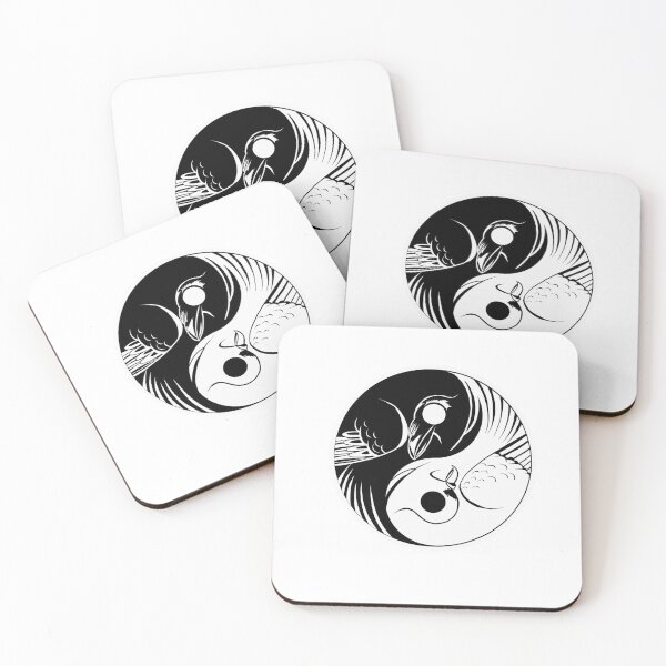Item preview, raven and dove ying yang symbol designed and sold by nerdy-birdie.