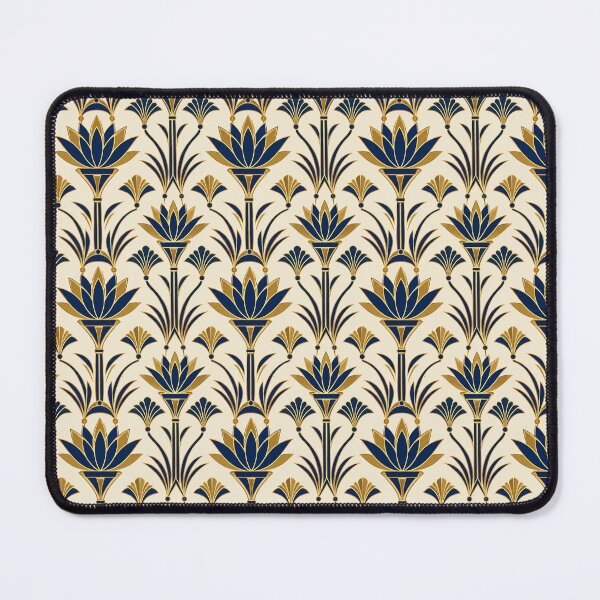 Item preview, Egyptian Lotus Art Deco Gold Navy Seamless Pattern designed and sold by Inkworksbyshery.