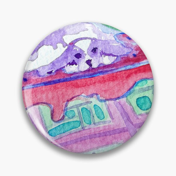 Item preview, Detail of Purple Cavalier King Charles Spaniel Waiting in a Rainbow Room designed and sold by ArtwithaFriend.