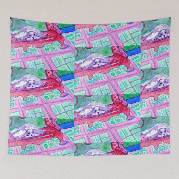 Item preview, Detail of Purple Cavalier King Charles Spaniel Waiting in a Rainbow Room designed and sold by ArtwithaFriend.