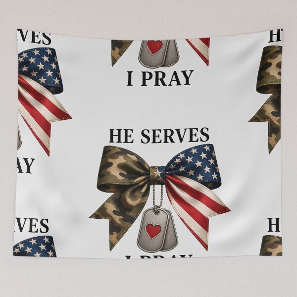 Item preview, He Serves I Pray Military Family Camo Design designed and sold by VectorJoy.