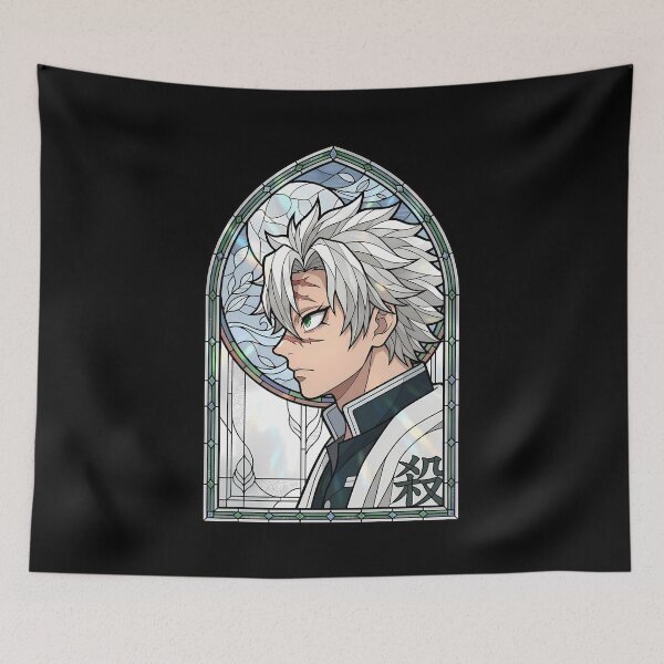 Item preview, Sanemi Shinazugawa Demon Slayer Floral Stained Glass Circle designed and sold by mildaclairmo.