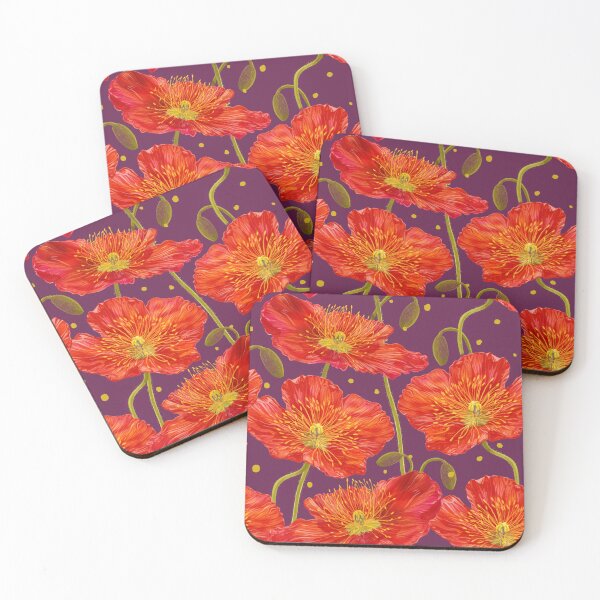 Item preview, Red Poppies on Purple designed and sold by shariart.