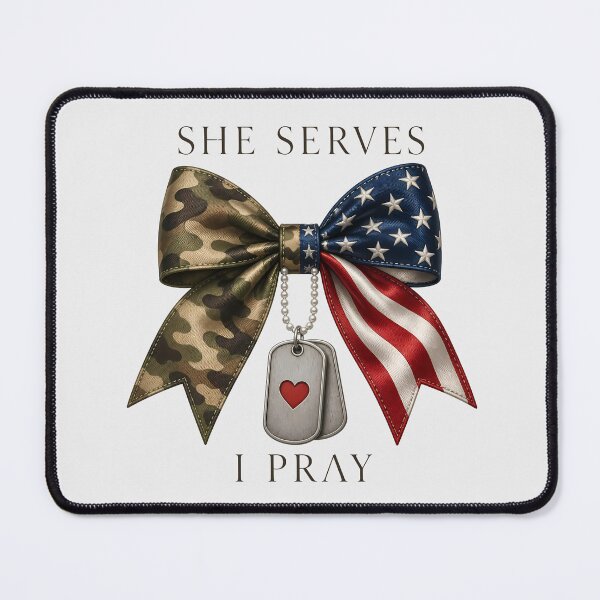 Item preview, Military Mom Prayer Camo Heart Bow Design designed and sold by VectorJoy.