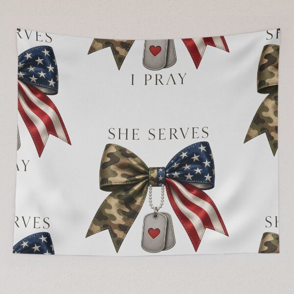 Item preview, Military Mom Prayer Camo Heart Bow Design designed and sold by VectorJoy.
