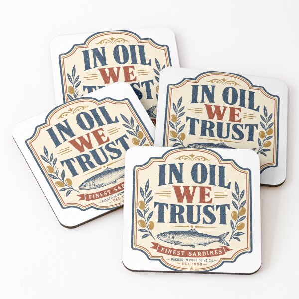 Item preview, In Oil We Trust Vintage Sardines Label designed and sold by BoosterShop.