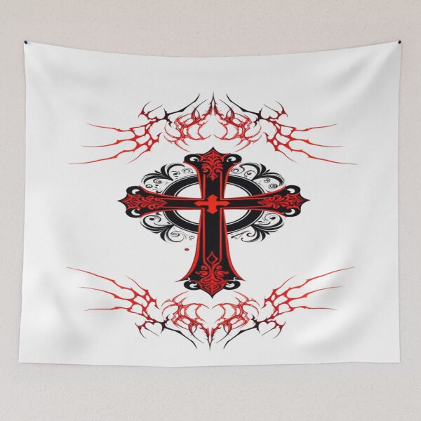 Item preview, Gothic Red Cross Christian Tribal Art designed and sold by BaddieNz.