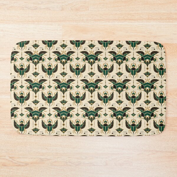 Item preview, Egyptian Scarab Art Deco Emerald Gold Seamless Pattern designed and sold by Inkworksbyshery.