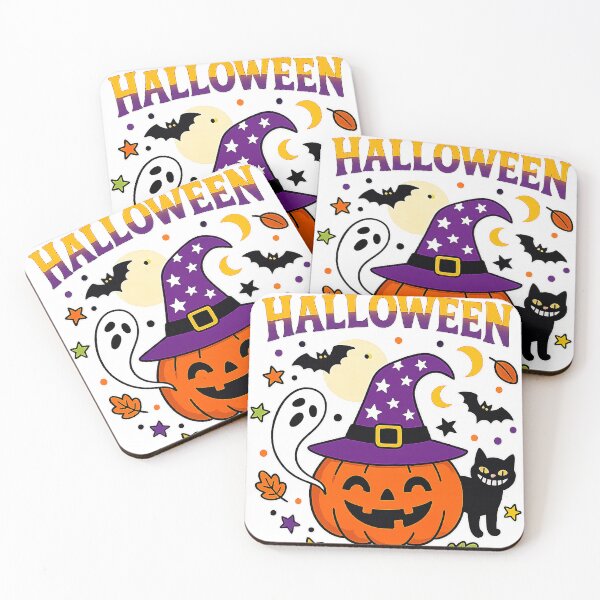 Item preview, Cute Happy Halloween Pumpkin Ghost Black Cat designed and sold by The secret storage room.