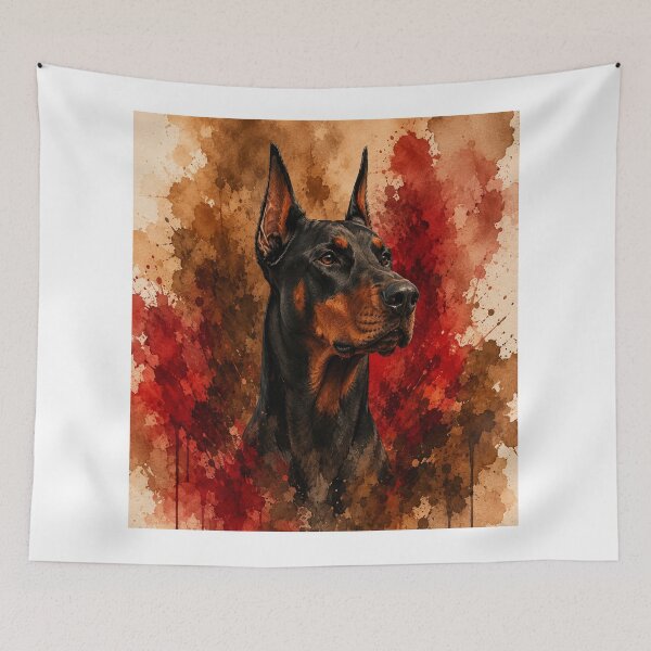 Item preview, Doberman Japanese Watercolor Wall Art | Modern Beige Dog Print | Minimalist Dog Decor | Elegant Doberman Poster | Printable Pet Artwork designed and sold by TimberTail8.