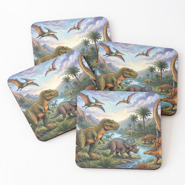 Item preview, Color Rex Dinosaur World Jurassic Landscape Art designed and sold by ART ATTACK ZONE.