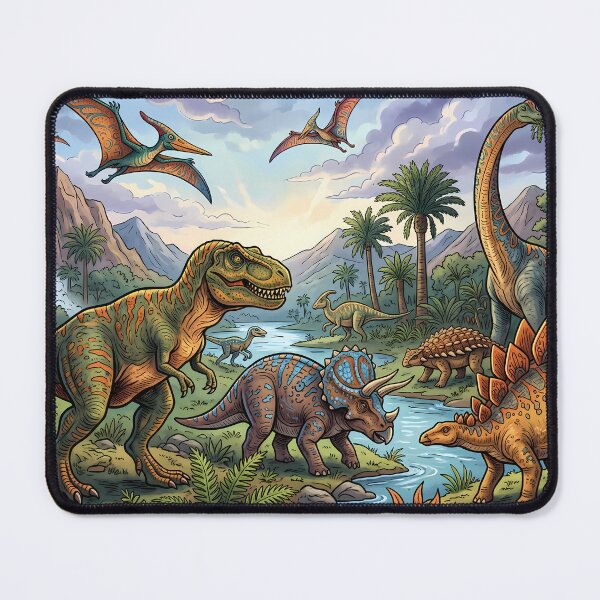 Item preview, Color Rex Dinosaur World Jurassic Landscape Art designed and sold by ART ATTACK ZONE.