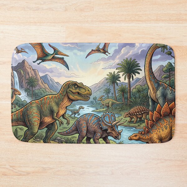 Item preview, Color Rex Dinosaur World Jurassic Landscape Art designed and sold by ART ATTACK ZONE.