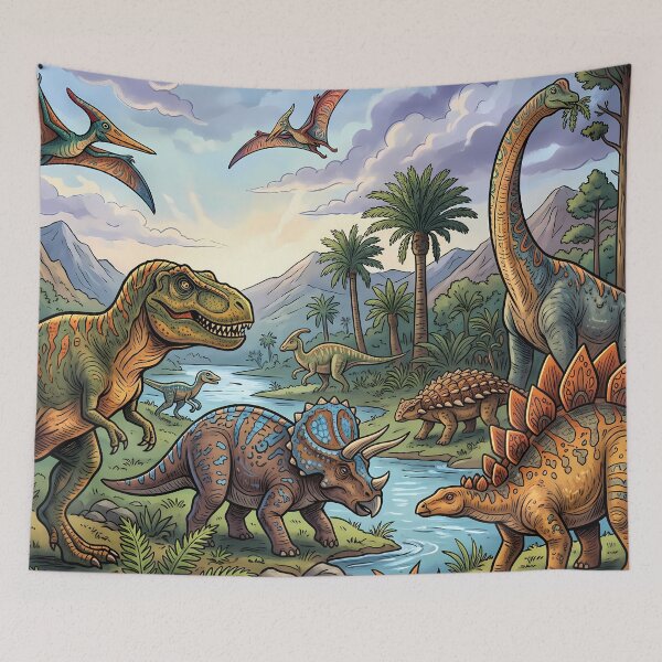Item preview, Color Rex Dinosaur World Jurassic Landscape Art designed and sold by ART ATTACK ZONE.