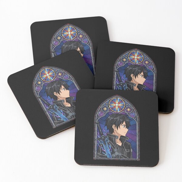 Item preview, Kirito Sword Art Online Night Sky Stained Glass Portrait designed and sold by mildaclairmo.