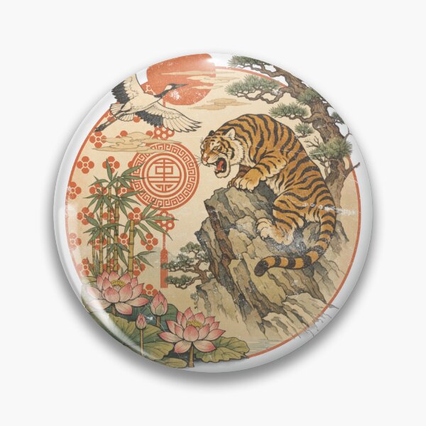 Item preview, Vintage Chinese Tiger Traditional Art designed and sold by Nacho Average Designs.